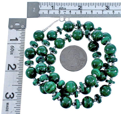 Malachite Genuine Sterling Silver Southwest Bead Necklace DX117645